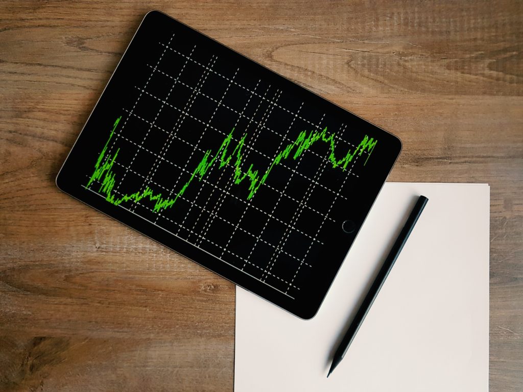 A algorithmic trading using Python is running on a tab